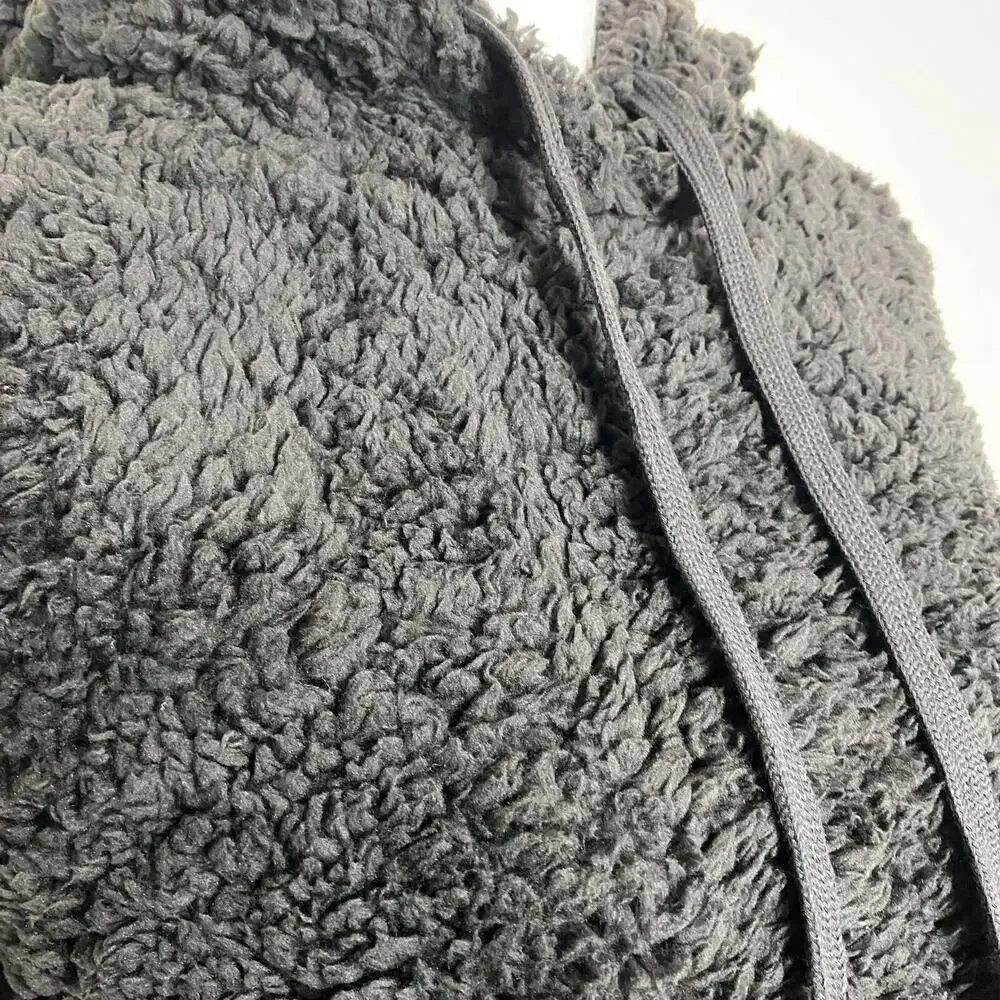Active USA Fur Faux Hooded Jacket Womens Cozy Soft Sweater Black Large‎